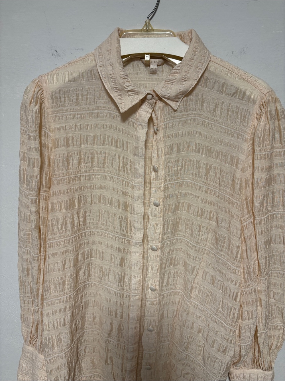 GUESS Cream Textured Button-Up Top - Picture 2 of 11